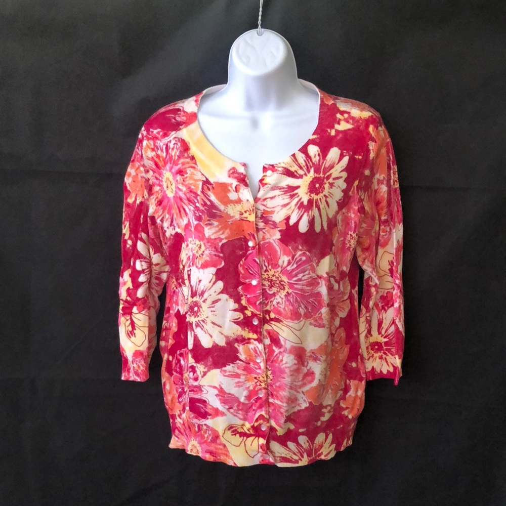 Christopher & Banks Bright Floral Cardigan
